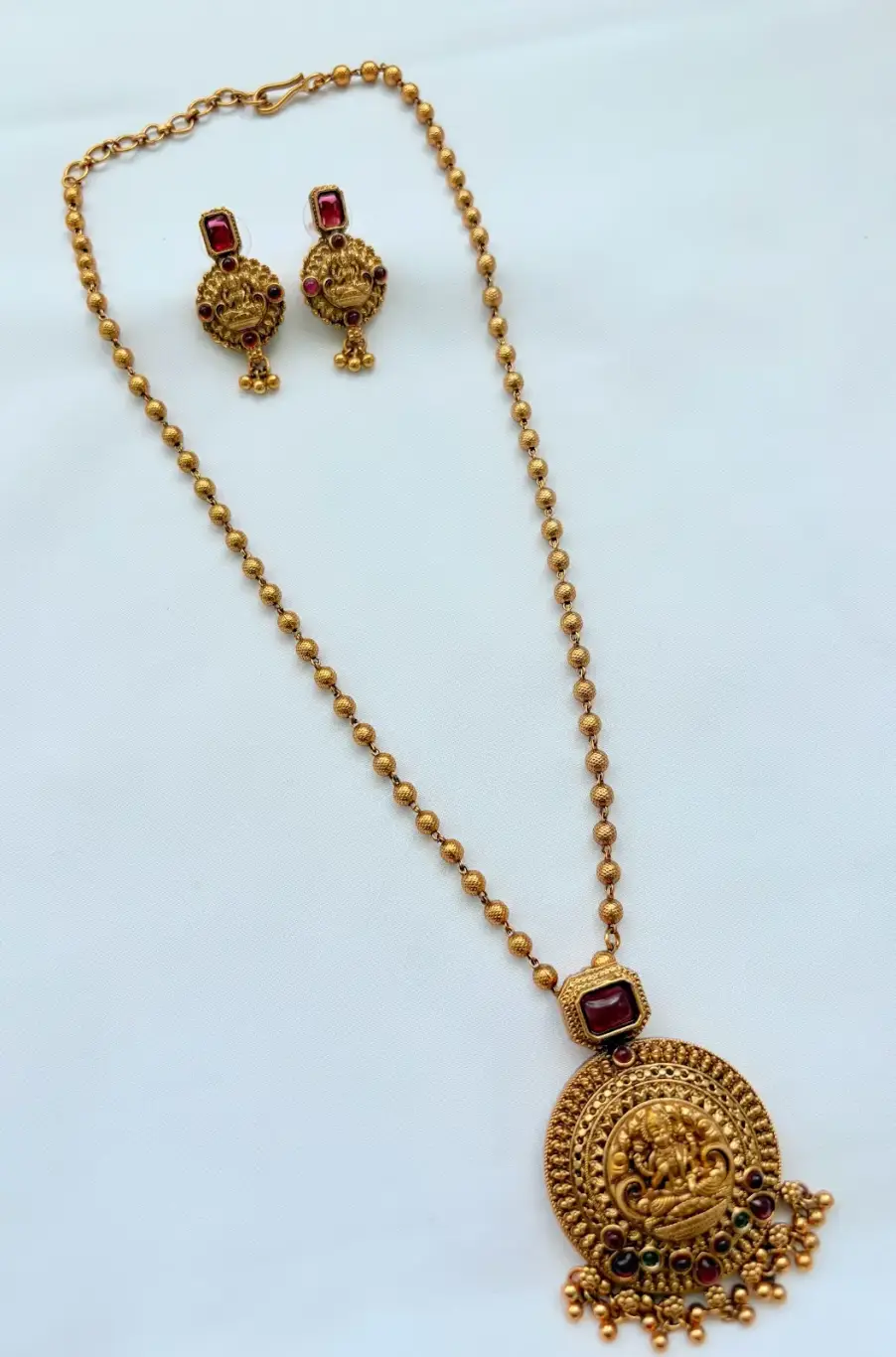 Matte Finish Lakshmi Pendant Chain - NTZ3036