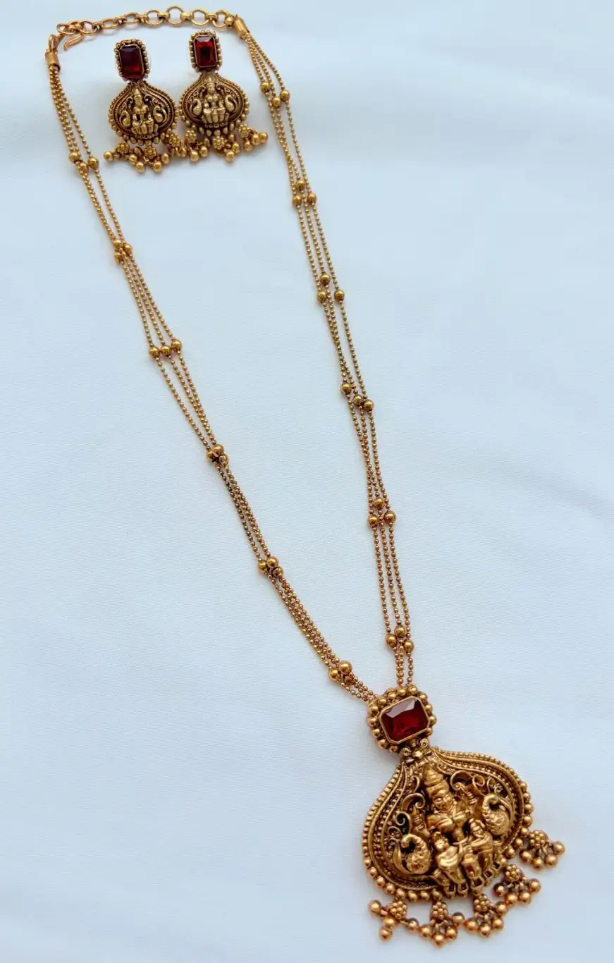 Matte Finish Lakshmi Pendant Chain - NTZ3037